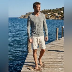 STEFANEL Made In Italy Cotton&Metal Fibre Blend Two-Layer Pullover Men EU 52/L